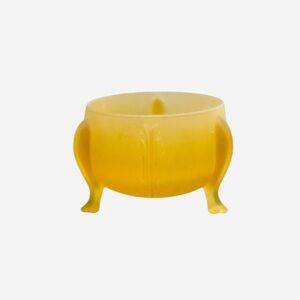 Yellow vintage frosted. Amber Glass Footed trinket Bowl
